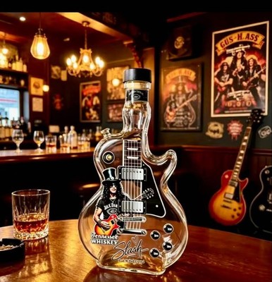 JACK DANIEL'S Empty Whiskey Bottle Slash Guns N' Roses Guitar Design Decor Bar