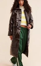 Baum und Pferdgarten Delaware Puffer Trench Coat Womens S Shiny Chocolate Brown