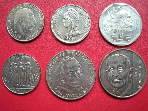 FRANCE LOT DE 6 MONNAIES 5 eme REPUBLIQUE PRIX DEPART 1 EURO ! (A4536)