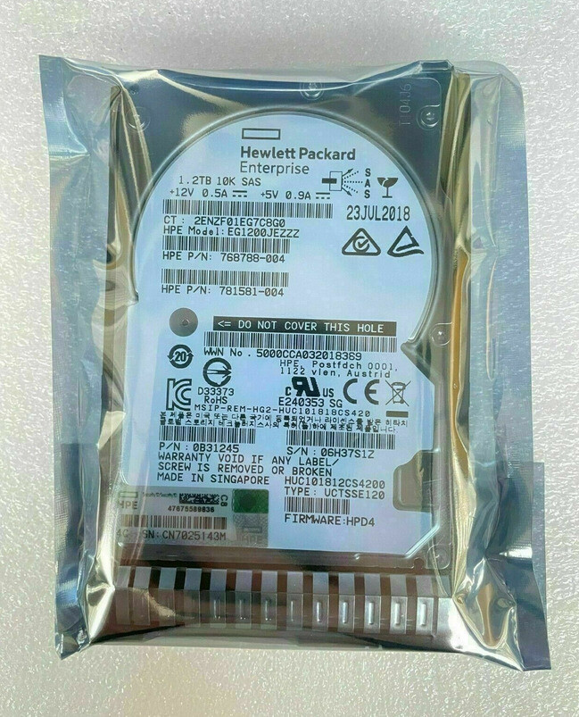 876938 002 HP G8 G10 1.2TB 12G 10K 2.5in SAS HDD In SC Caddy [872479 B21,872737 001,876938 002 - Foto 3
