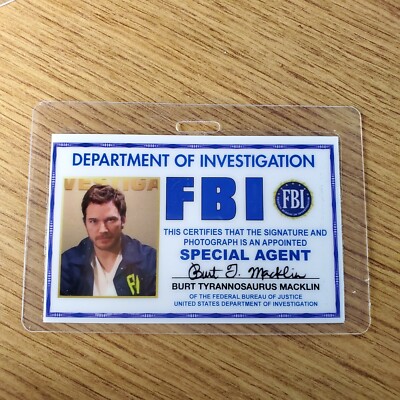 Parks and Recreation ID Badge-Special Agent Burt J Macklin (B) costume cosplay