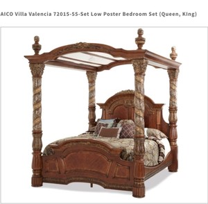 Details About Aico Furniture Villa Valencia King Poster Bed With Canopy In Chestnut 72000e