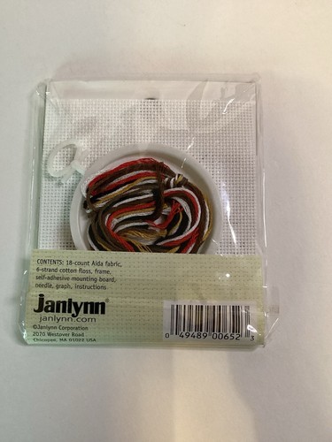 Counted Cross Stitch Kit Sock Monkey Ready Set Stitch Janlynn 2.75" Ornament - Picture 2 of 2