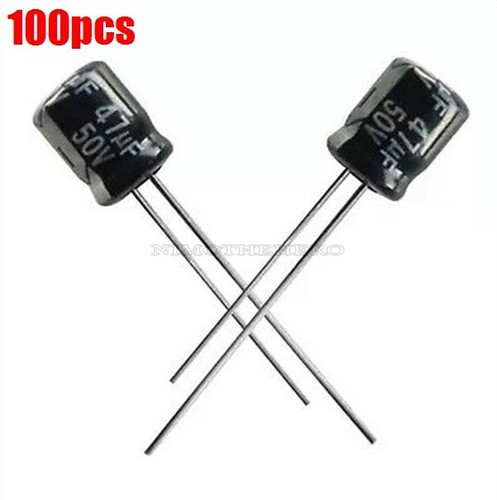 100-Pack 1uF 50V Radial Electrolytic Capacitors - Electronic Components For DIY Repair