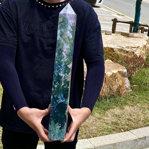 9.28LB Natural water grass agate wide column Obelisk quartz crystal sample colu - 第 11/12 張圖片