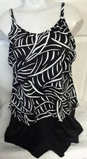 ROBBY LEN by Longitude black white ONE-piece Swimsuit style 6520404 sz 10 NWT
