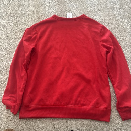 Girls Red Be Merry & Bright Christmas Holiday Sweatshirt Top XL 14 - Picture 6 of 6