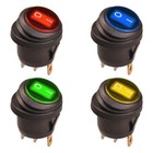 Wippschalter Rund EIN-AUS Wasserdicht IP65 LED Beleuchtet 12V DC Rot Blau