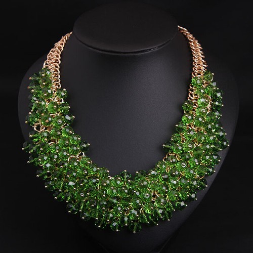 Statement Chunky Crystal Beads Pendant Necklace Fashion Choker Women Collar Bibs - Picture 13 of 23
