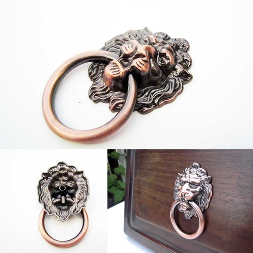 Anillo de perilla de manija de cajón tocador armario puerta muebles cabeza de león vintage - Imagen 3 de 9