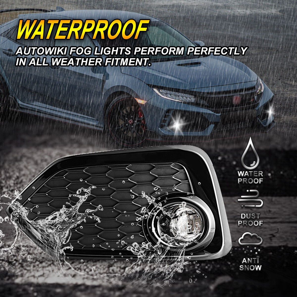 LED Fog Lights for 1719 Honda Civic Hatchback Si Assembly Lamps Wiring