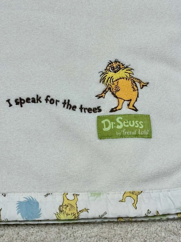 Lorax Dr Seuss Nursery Baby Fleece Blanket Security Trend Lab 27x37 Print Trim - Image 2 of 4