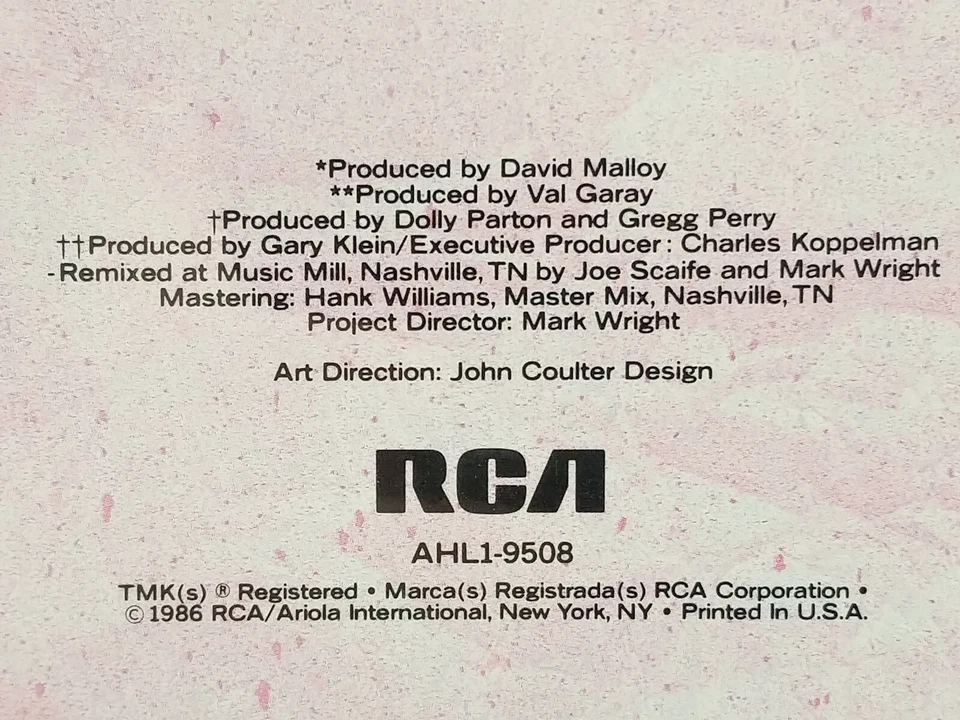 Dolly Parton Think About Love Original 1986 Vinyl LP RCA- Victor SEALED! - Image 3 of 3