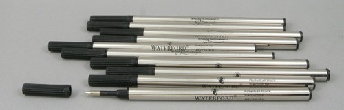 10 Waterford Schmidt-style Rollerball Refills - Black Medium Point - NEW - Picture 1 of 3