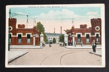 Entrance to Navy Yard Brooklyn Street View New York NY Postcard c1920s