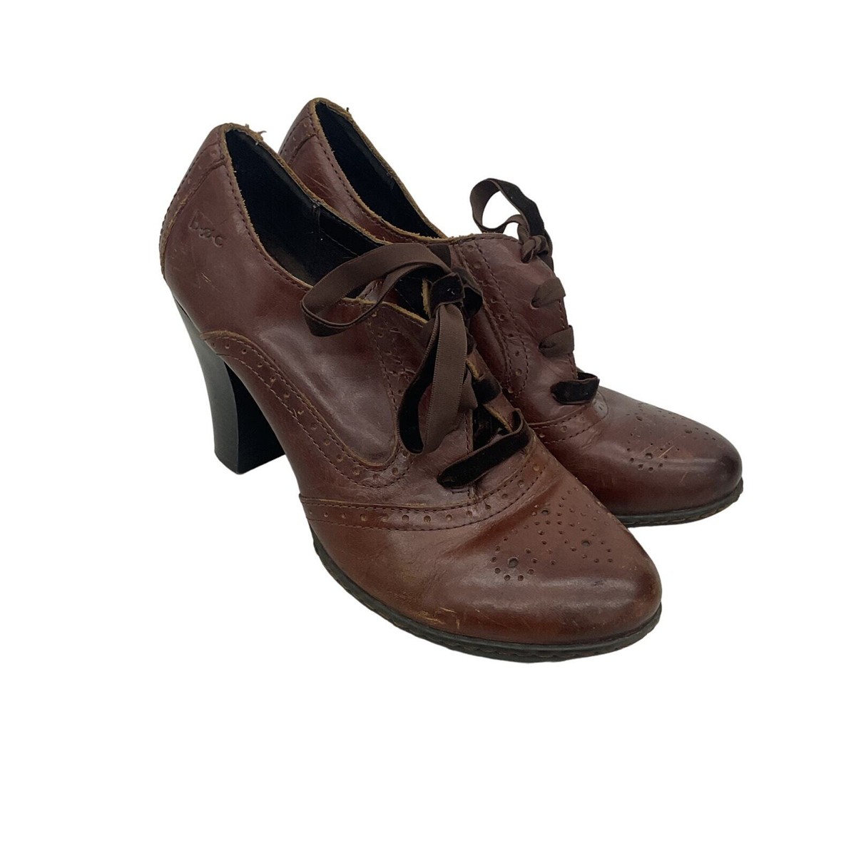 Brown Leather Brogue Pumps Women's Size Preowned