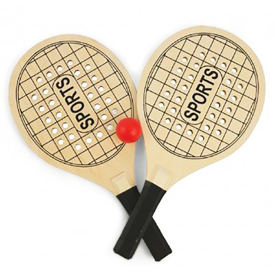 Raquetas De Playa De Madera Con Pelota Diversión Raquetas 3141