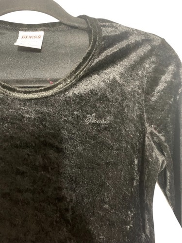 Vintage 90s Y2K Guess Dress Womens M Black Goth Velour Buffy the Vampire Slayer - Picture 4 of 8