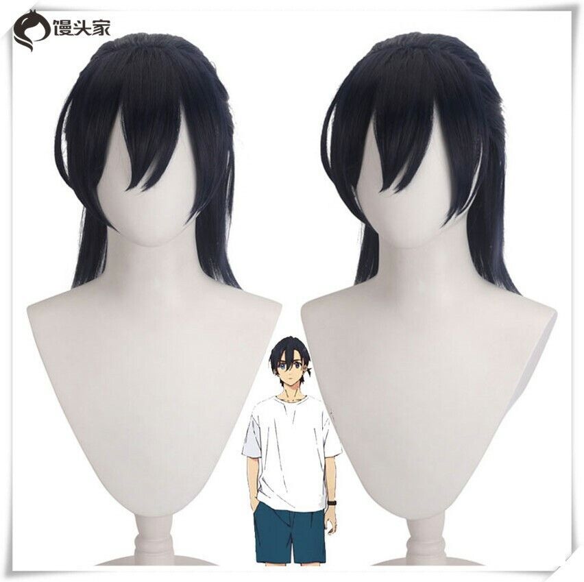 Summer Time Rendering Anime Blue-black Hair Cosplay Wig Short Hair  Halloween