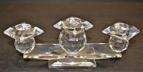 Vtg Blog Logo SWAROVSKI Austria Crystal 3 Hole BALL Style Candleholder #7600-107 - Picture 1 of 5