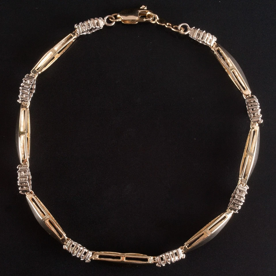 Brazalete de tenis con racimo de diamantes redondos de oro amarillo blanco de 14 k .36 ctw 7" de largo Foto 4 de 4