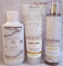 Bath & Body Works Lot of 3 WHITE T-SHIRT Body Mist~Body Cream~Shower Gel