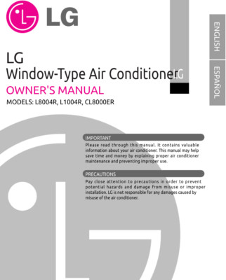 LG Electronics CL8000ER Air Conditioner User Manual