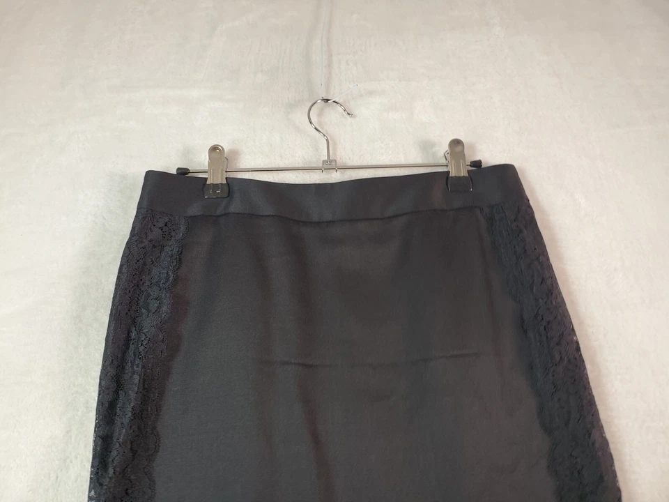 Falda Ann Taylor Línea A Mujer Pequeña 4P Negra Encaje Forrada Rayón Ventilada Cremallera Trasera Foto 4 de 4
