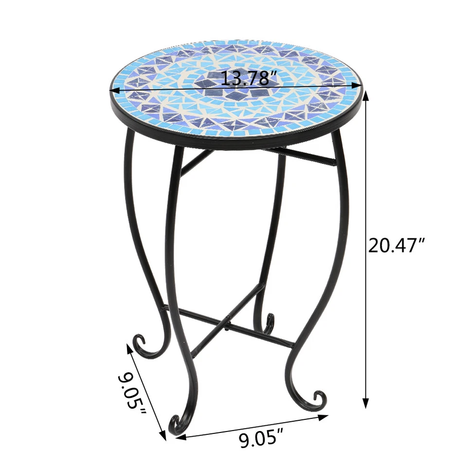 Mosaicos de mar con incrustaciones de color diamante con mesas redondas de bistró para terraza Foto 2 de 4