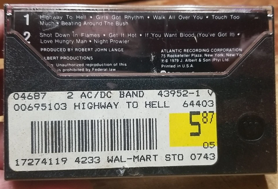 (NOS) AC/DC - HIGHWAY TO HELL Cassette 1979 Atlantic - NEW SEALED - CS 19244 - Image 4 of 4