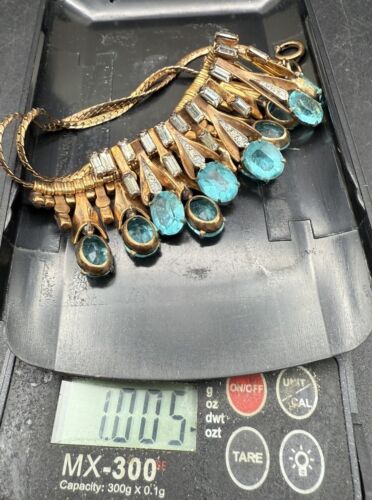 Egyptian Revival Bib Necklace Simulated Blue Stone 1/20 12K GF 1 Ozt SS704 - Bild 9 von 12