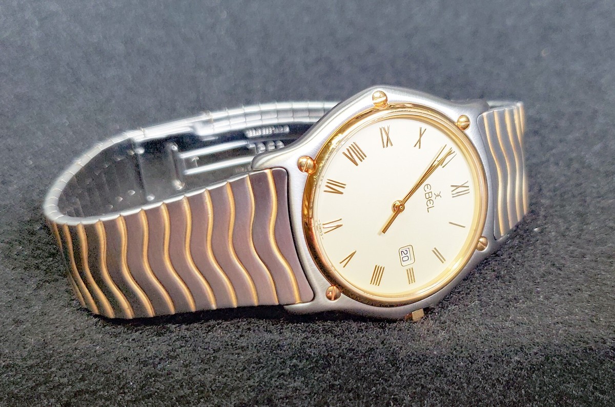 Ebel Sports Classic Wave 183903 Date 18k Gold Plated Steel 34MM