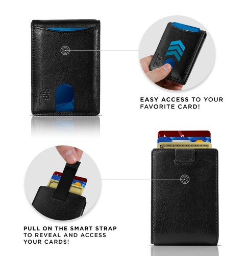 SERMAN BRANDS- RFID Blocking Genuine Leather Thin Minimalist Front Pocket Wallet - Picture 42 of 79