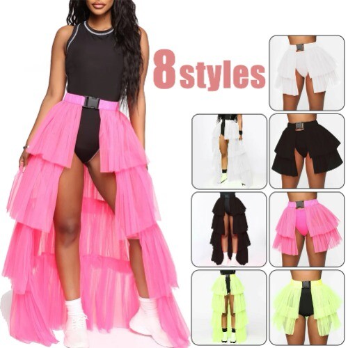 Tutu Skirt Mesh Tulle High Low Bustle Skirt Petticoat Skirt Fluffy Underskirt - Bild 2 von 32