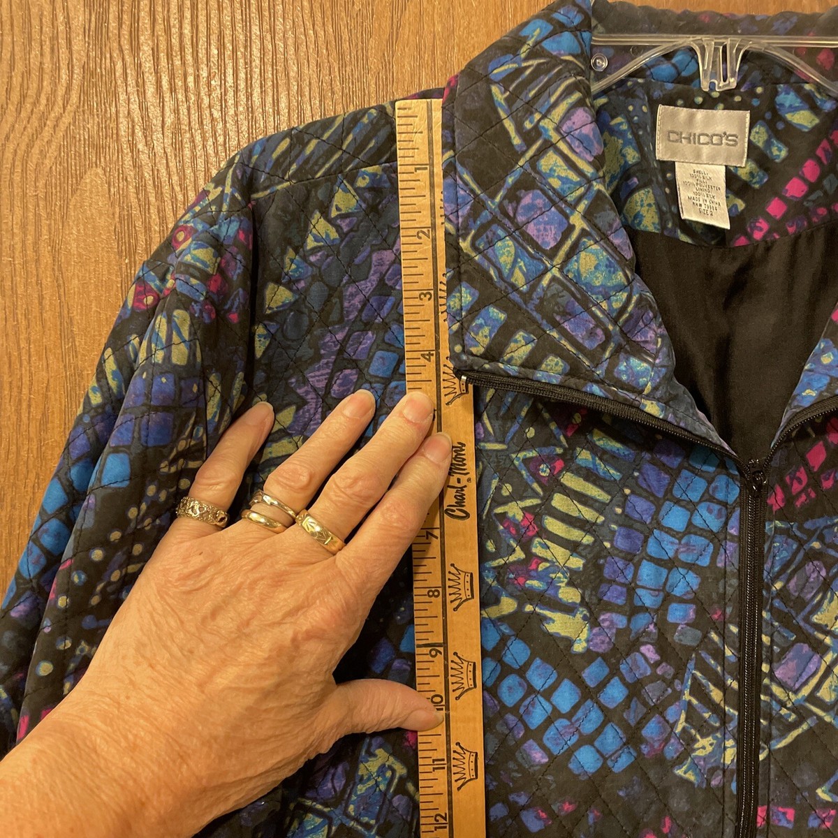 Chicos Jacket Multi Colored Silk Zip Front& Pockets Chico Sz 2 | eBay