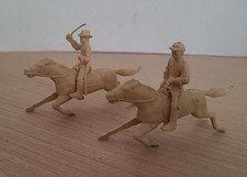 Marx Tan Plastic Caisson Riders and Horses 2in 4pcs 1950's Civil War Calvary Men