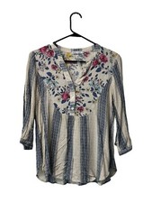 Figueroa And Flower Blouse Size P Medium Buttons Cottagecore Boho Peasant Modern