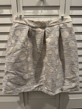 NWT Anthropologie Sz 6 Skirt Maeve Dotted Jacquard Ivory Black Silver Metallic