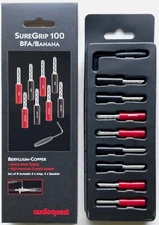AudioQuest SureGrip 100 BFA/Banana Silver - Set of 8 - New - Authorized Dealer