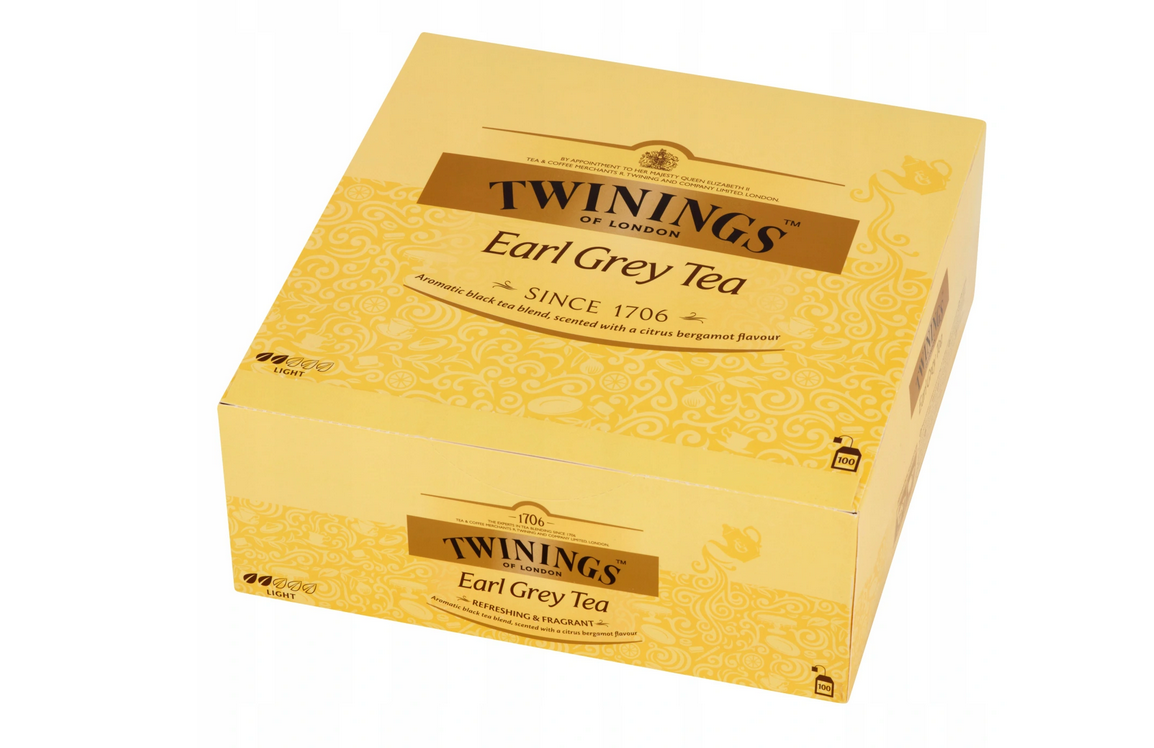 TWININGS OF LONDON - 100 TEA BAGS - EARL GREY TEA - 100% ENGLISH