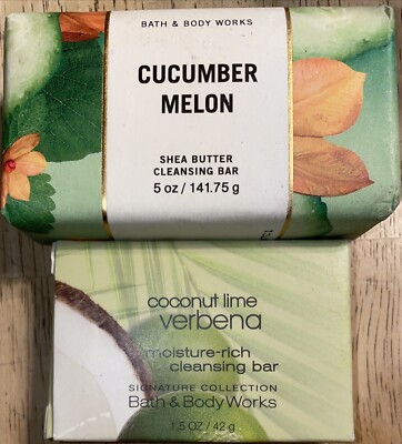 2 Bars bath and body works soap Cucumber Melon Shea & Coconut Lime Verbena Soap
