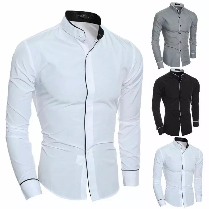 Camisas De vestir para hombre Estilo informal De manga larga con botones  cuello