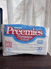 Vintage Late 1990s Huggies Preemies Premature Infant Diapers 30 Ct Open Package