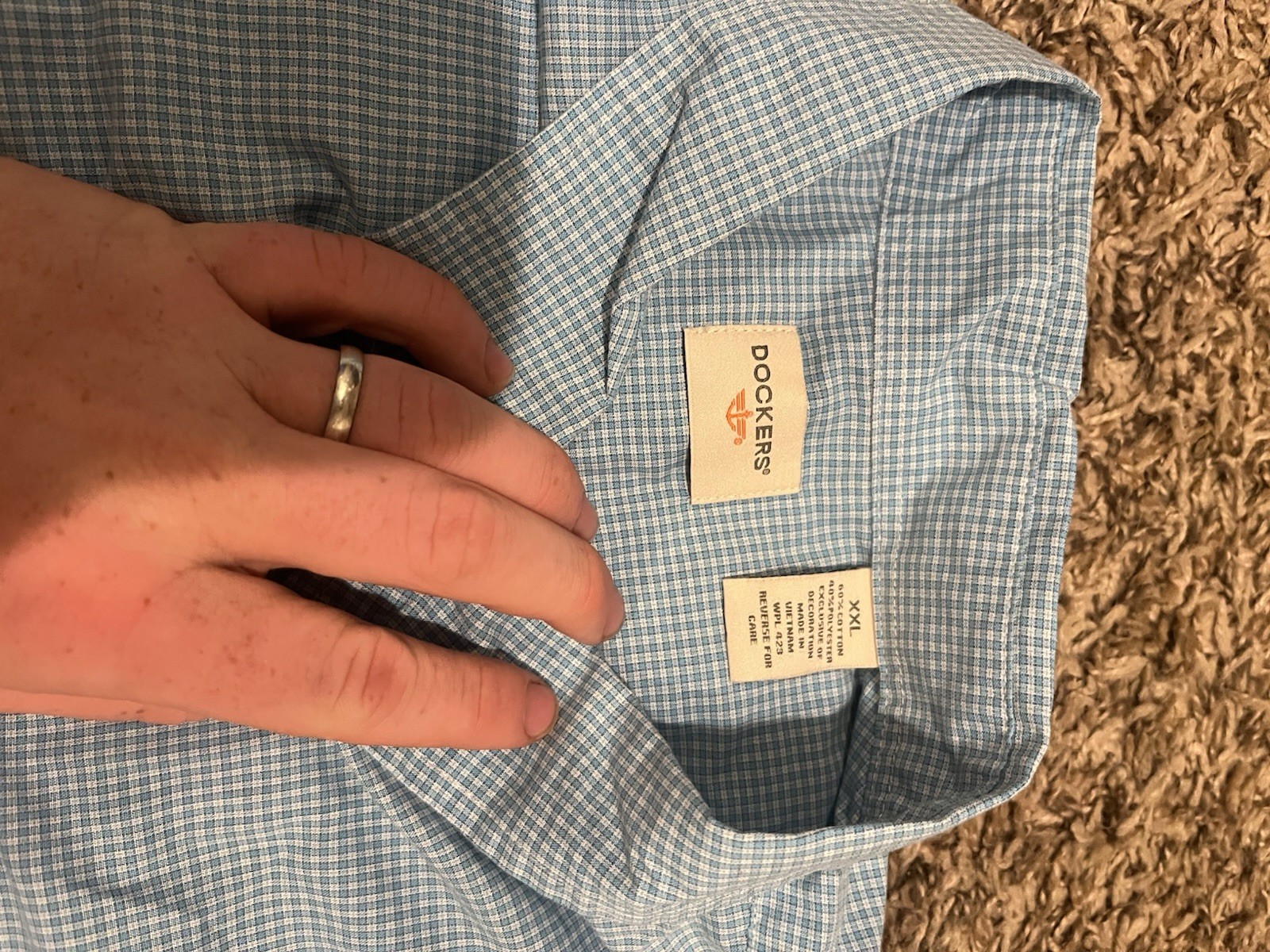 Dockers Short Sleeve Button Down Shirt Size 2xl Blue Checkered