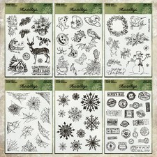 Retro Christmas Clear Stamps Rubber Stamp Journal Card Scrapbooking Paper Craft