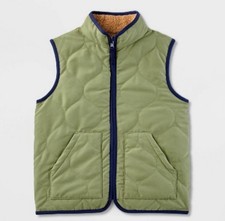 Cat Jack Vest Boys Faux Fur Sherpa Reversible Full Zip Size L 10/12