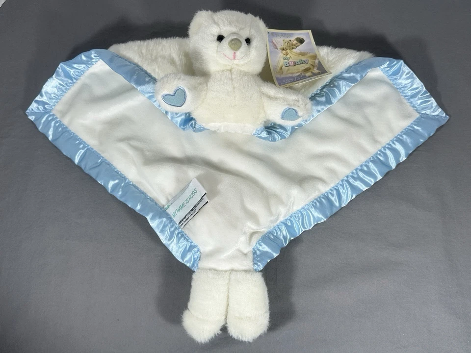 NUEVO CON ETIQUETAS My Banky Peluche Oso Manta My Name is Hugs Lovey Seguridad Blankie 15" Foto 3 de 4