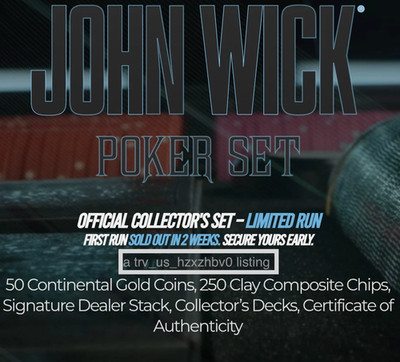 John Wick Dealer Poker Set, JW4 Playing Cards, Poker Chips, SHIPS ASAP