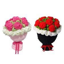 di rose all'uncinetto fatto a mano, piante finte lavorate a maglia, fiori