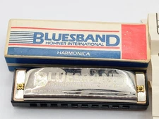 Vtg HOHNER BLUES BAND HARMONICA  in key of C. SOUNDSHEET & INSTRUCTIONS INCLUDED